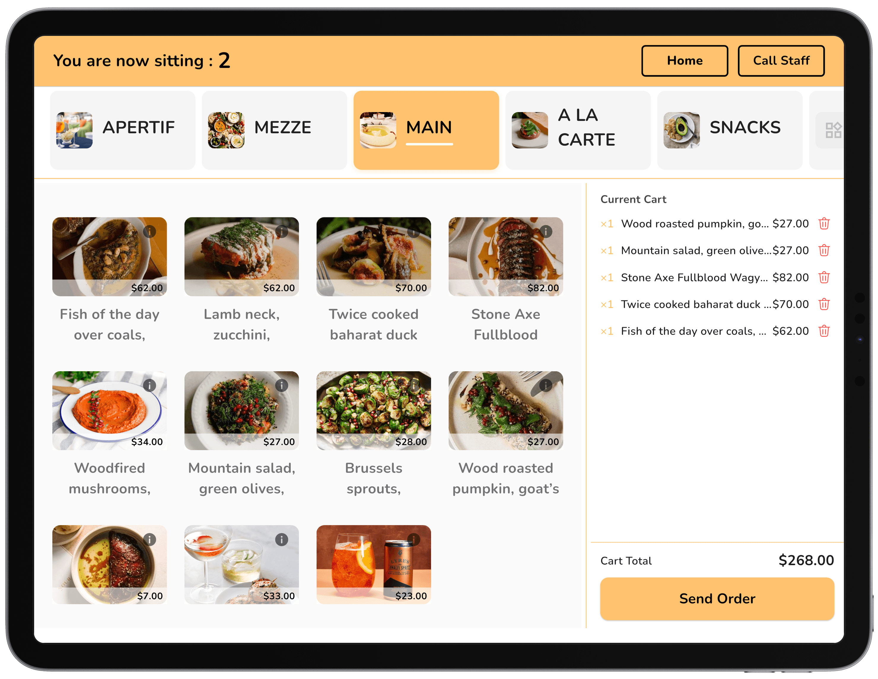 Table Ordering screenshot